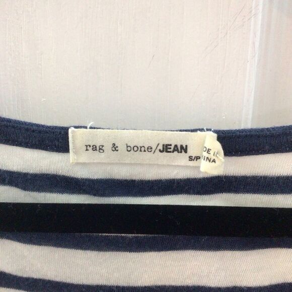 Women’s Rag & Bone Navy Blue and White Striped Victor Blouse Size Small‎ - Picture 3 of 9